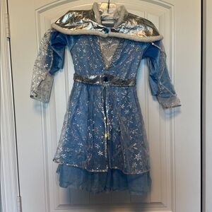 Disney Teetot Frozen Blue Velvet Costume Dress with White Fur Trim Child 3-4